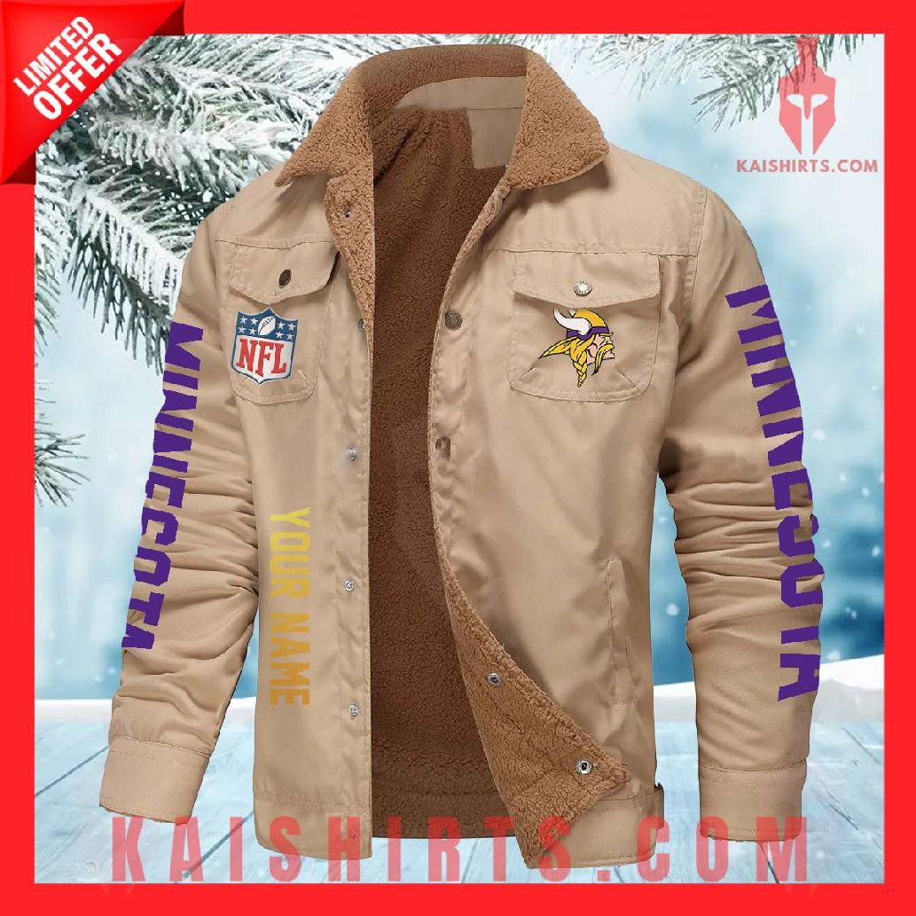 Minnesota Vikings NFL Fleece Leather Jacket's Product Pictures - Kaishirts.com