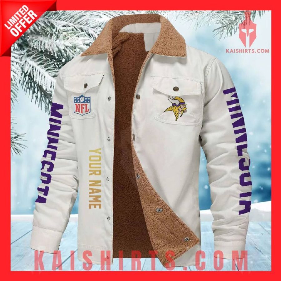 Minnesota Vikings NFL Fleece Leather Jacket's Product Pictures - Kaishirts.com