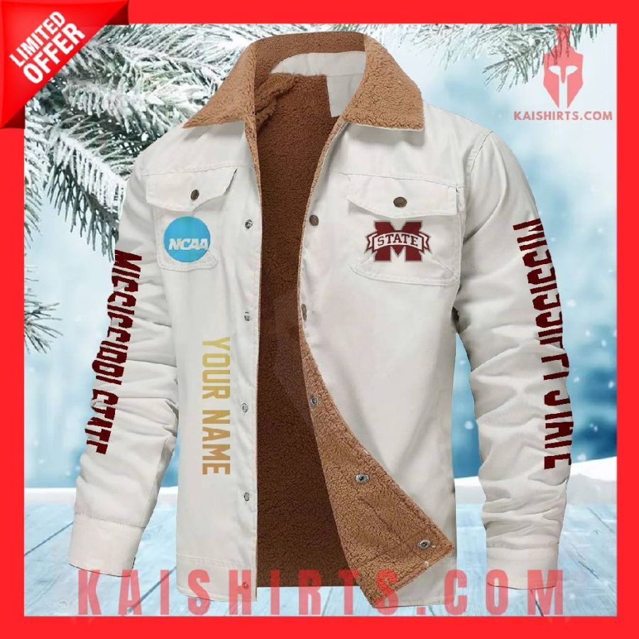 Mississippi State Bulldogs NCAA Fleece Leather Jacket's Product Pictures - Kaishirts.com