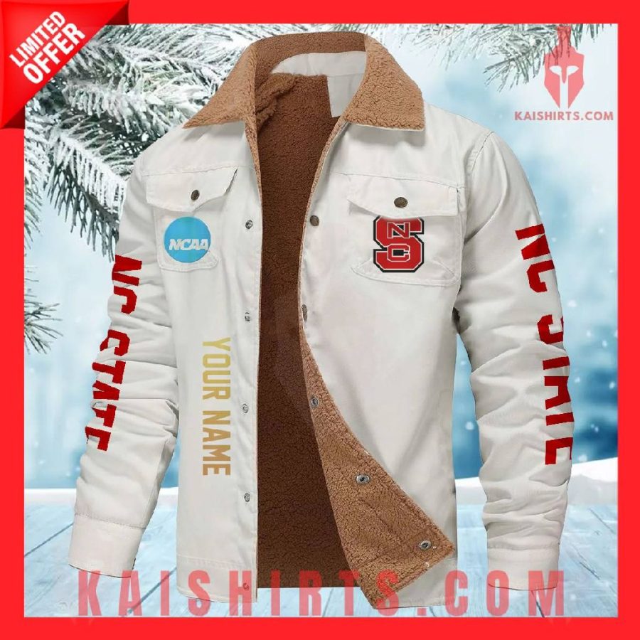 NC State Wolfpack NCAA Fleece Leather Jacket's Product Pictures - Kaishirts.com