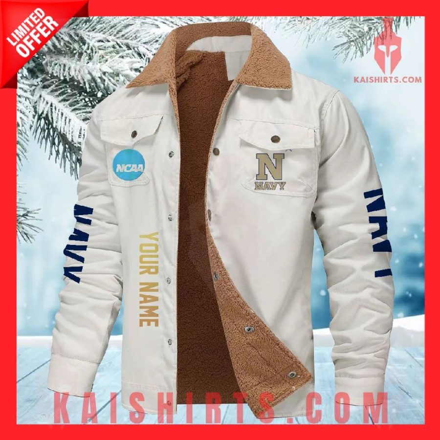 Navy Midshipmen NCAA Fleece Leather Jacket's Product Pictures - Kaishirts.com