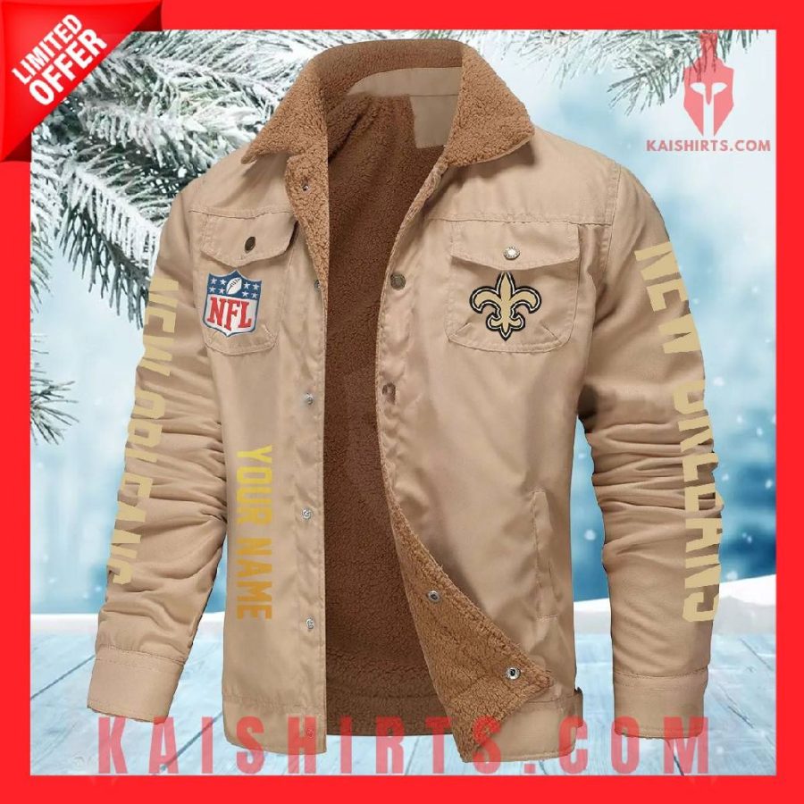 New Orleans Saints NFL Fleece Leather Jacket's Product Pictures - Kaishirts.com