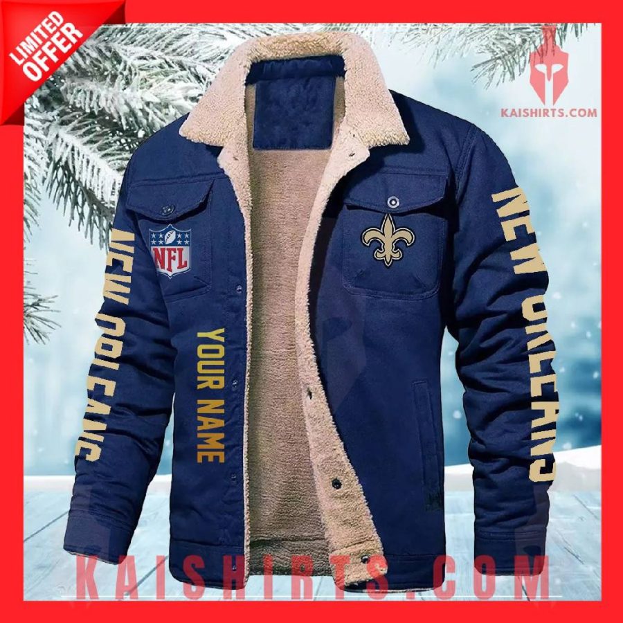 New Orleans Saints NFL Fleece Leather Jacket's Product Pictures - Kaishirts.com