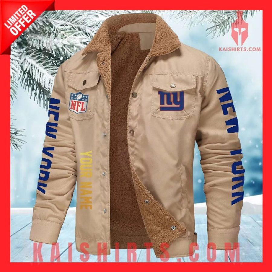 New York Giants NFL Fleece Leather Jacket's Product Pictures - Kaishirts.com