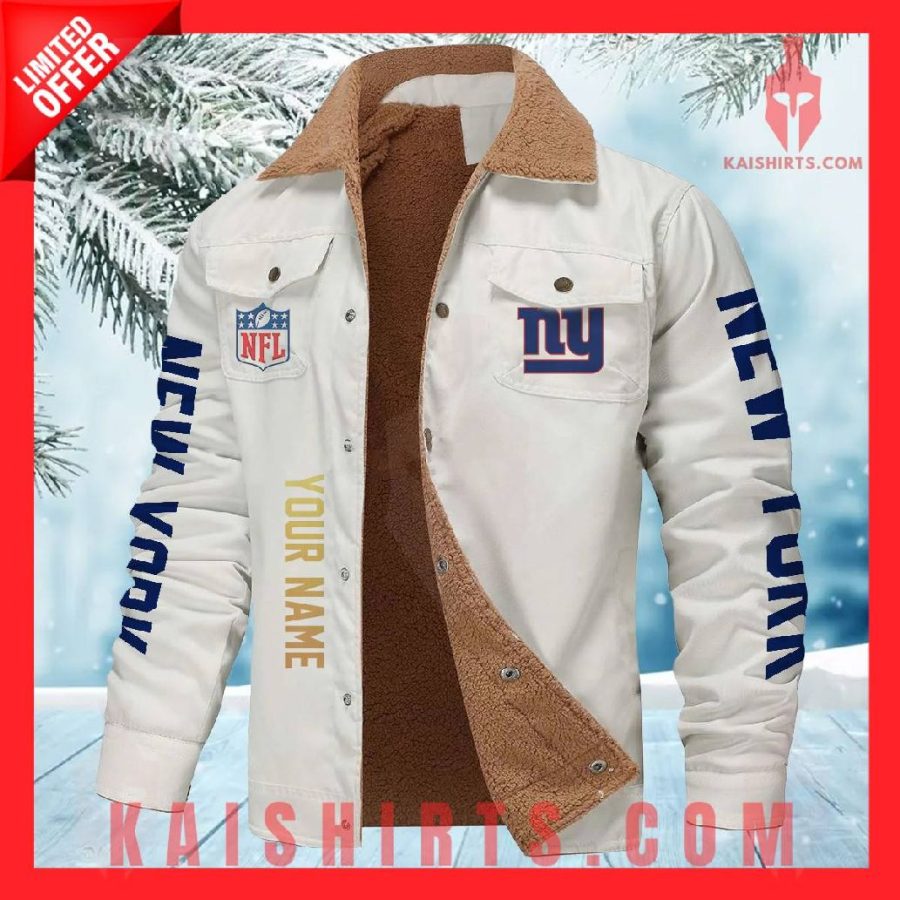 New York Giants NFL Fleece Leather Jacket's Product Pictures - Kaishirts.com