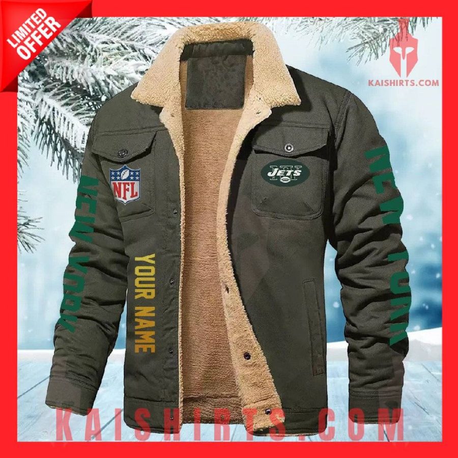 New York Jets NFL Fleece Leather Jacket's Product Pictures - Kaishirts.com