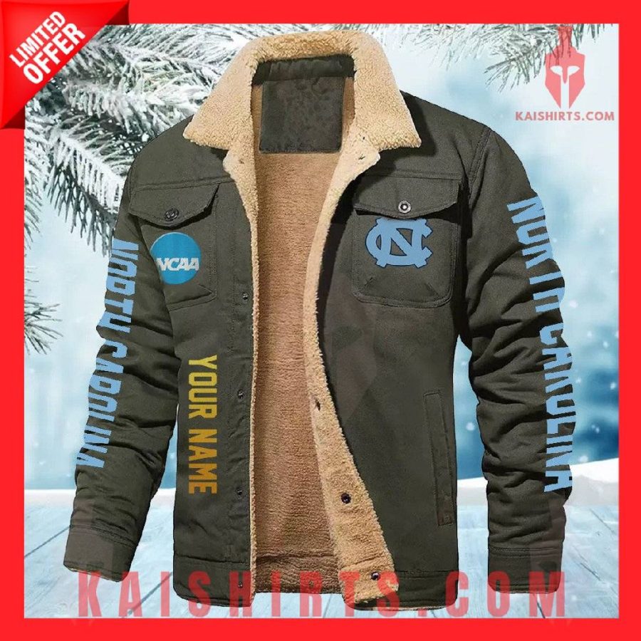North Carolina Tar Heels NCAA Fleece Leather Jacket's Product Pictures - Kaishirts.com
