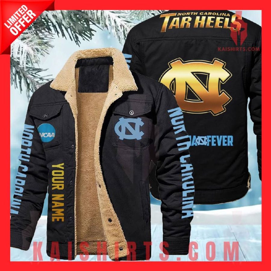 North Carolina Tar Heels NCAA Fleece Leather Jacket's Product Pictures - Kaishirts.com