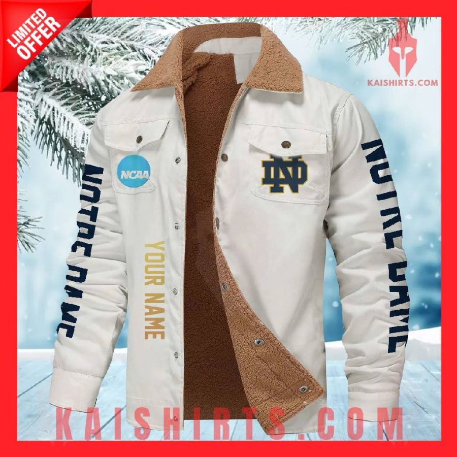 Notre Dame Fighting Irish NCAA Fleece Leather Jacket's Product Pictures - Kaishirts.com