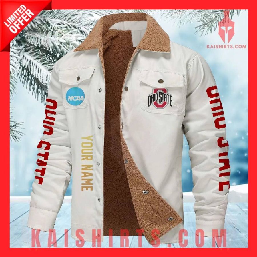 Ohio State Buckeyes NCAA Fleece Leather Jacket's Product Pictures - Kaishirts.com