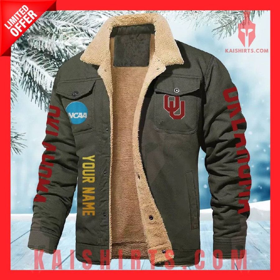Oklahoma Sooners NCAA Fleece Leather Jacket's Product Pictures - Kaishirts.com