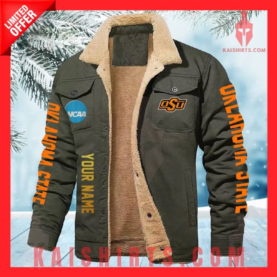 Oklahoma State Cowboys NCAA Fleece Leather Jacket's Product Pictures - Kaishirts.com