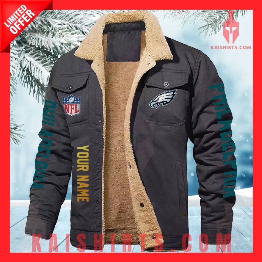 Philadelphia Eagles NFL Fleece Leather Jacket's Product Pictures - Kaishirts.com