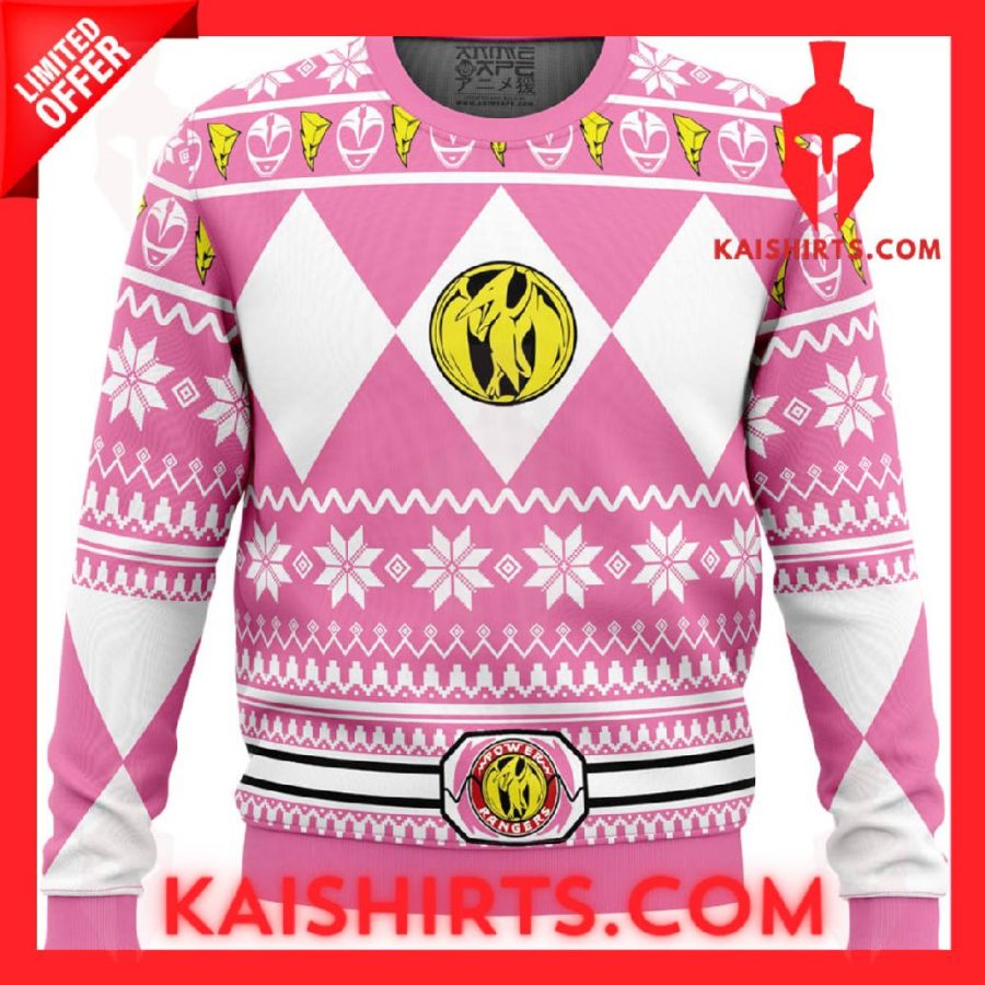 Pink Power Rangers Ugly Christmas Sweater's Product Pictures - Kaishirts.com