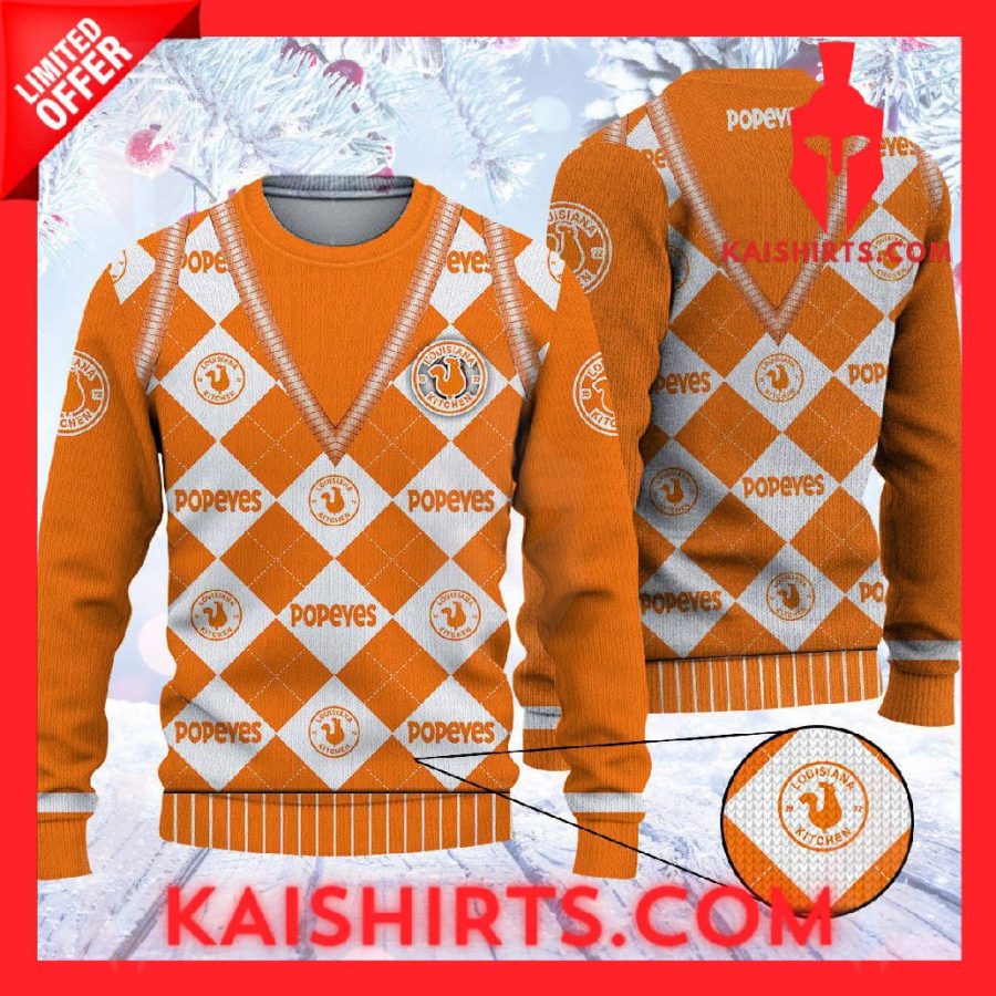 Popeyes Orange Ugly Christmas Sweater's Product Pictures - Kaishirts.com