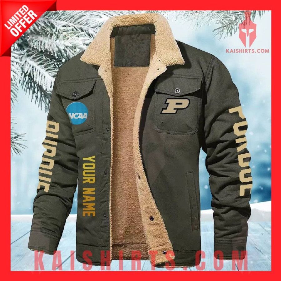 Purdue Boilermakers NCAA Fleece Leather Jacket's Product Pictures - Kaishirts.com