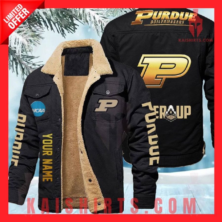 Purdue Boilermakers NCAA Fleece Leather Jacket's Product Pictures - Kaishirts.com