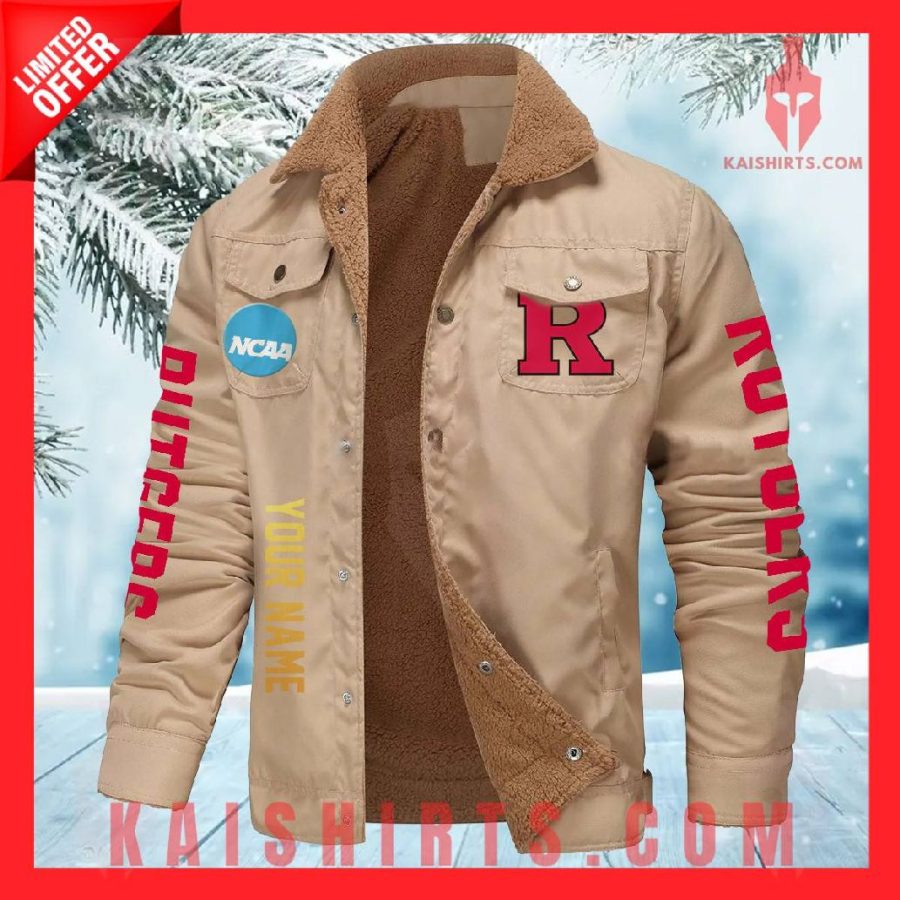 Rutgers Scarlet Knights NCAA Fleece Leather Jacket's Product Pictures - Kaishirts.com