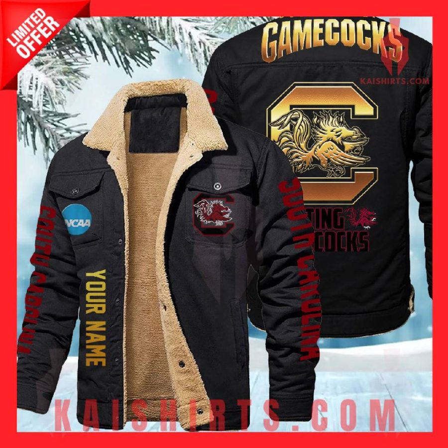 South Carolina Gamecocks NCAA Fleece Leather Jacket's Product Pictures - Kaishirts.com