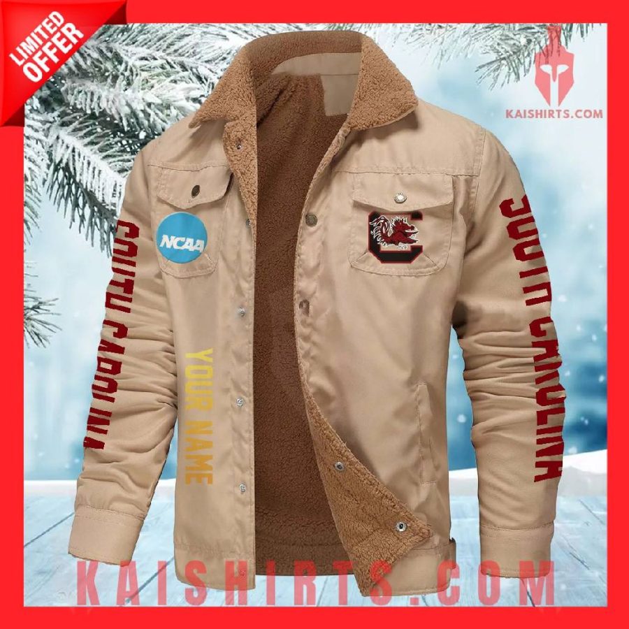 South Carolina Gamecocks NCAA Fleece Leather Jacket's Product Pictures - Kaishirts.com