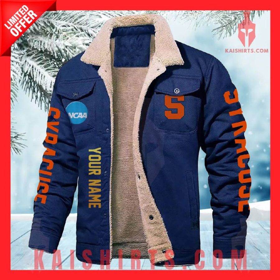 Syracuse Orange NCAA Fleece Leather Jacket's Product Pictures - Kaishirts.com
