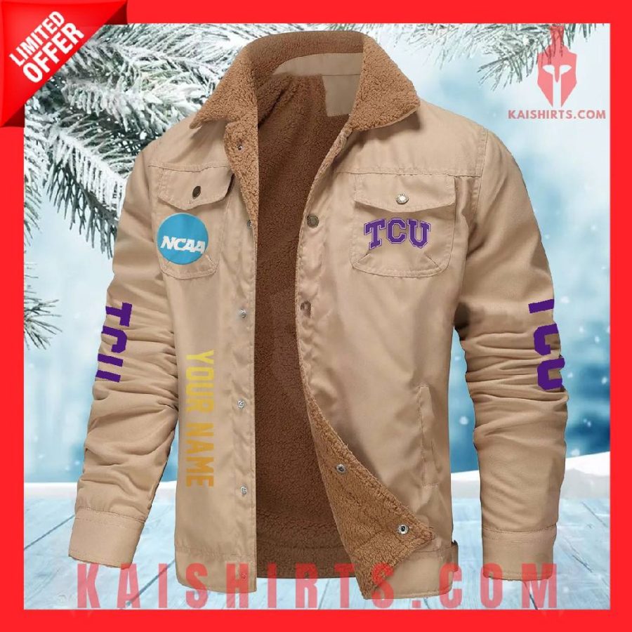 TCU Horned Frogs NCAA Fleece Leather Jacket's Product Pictures - Kaishirts.com