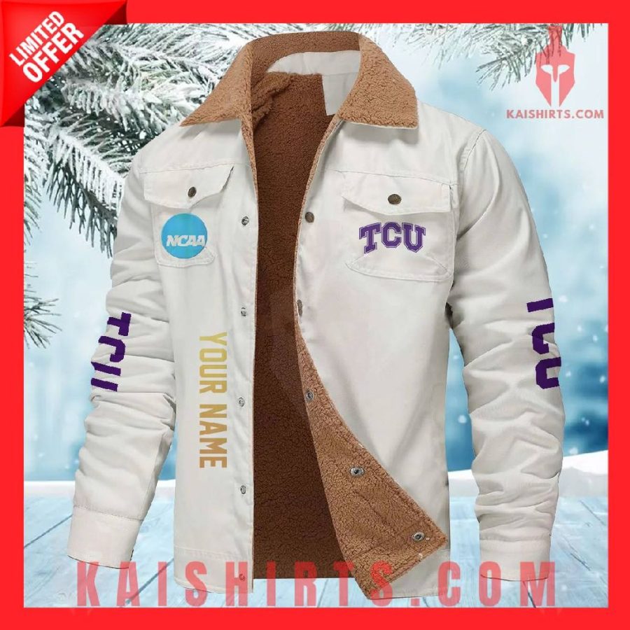 TCU Horned Frogs NCAA Fleece Leather Jacket's Product Pictures - Kaishirts.com