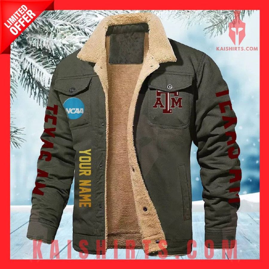 Texas AM Aggies NCAA Fleece Leather Jacket's Product Pictures - Kaishirts.com