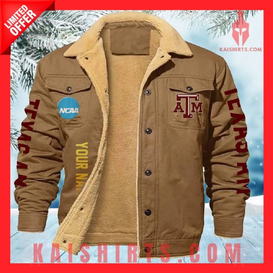 Texas AM Aggies NCAA Fleece Leather Jacket's Product Pictures - Kaishirts.com