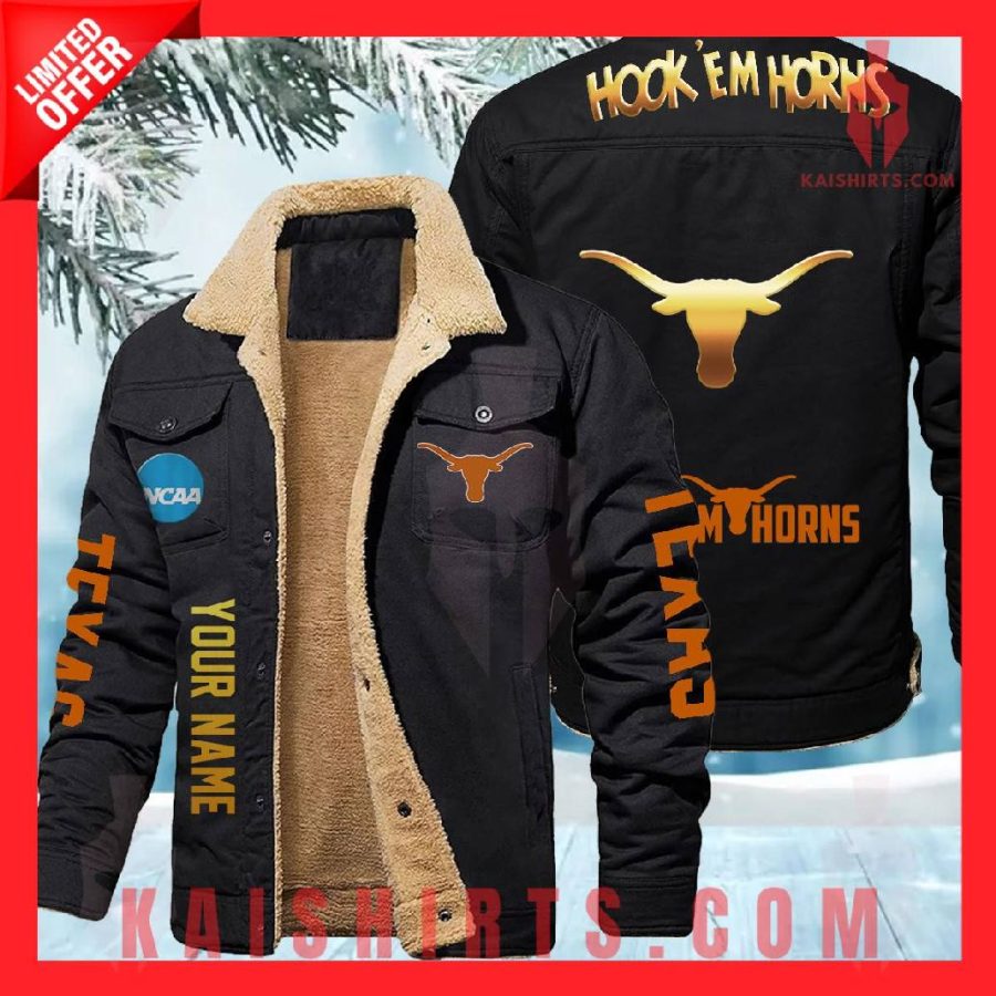 Texas Longhorns NCAA Fleece Leather Jacket's Product Pictures - Kaishirts.com