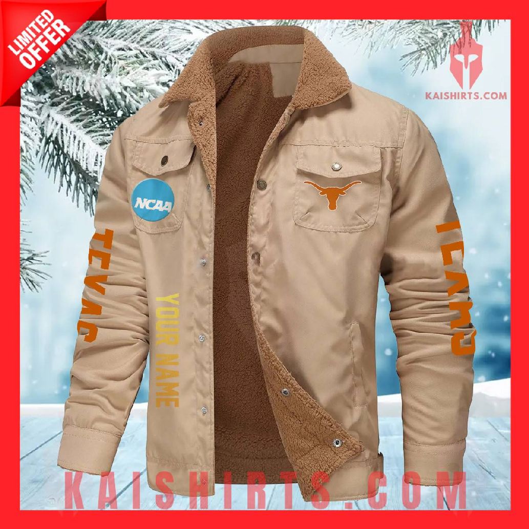 Texas Longhorns NCAA Fleece Leather Jacket's Product Pictures - Kaishirts.com