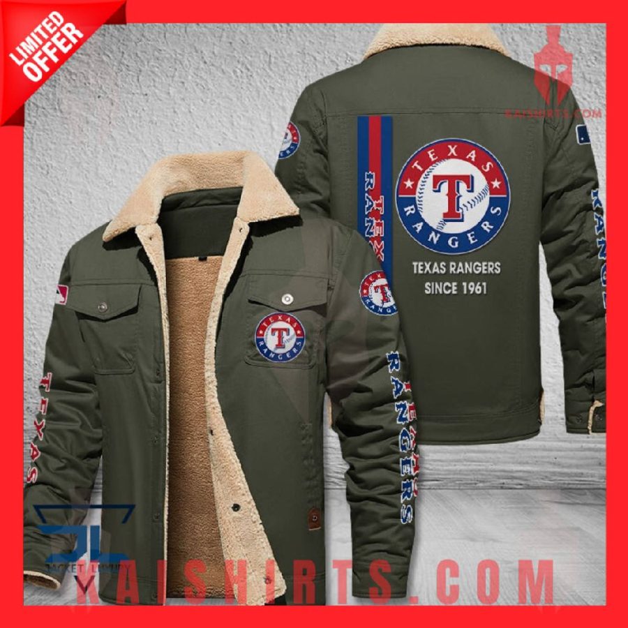 Texas Rangers MLB Shearling Jacket's Product Pictures - Kaishirts.com