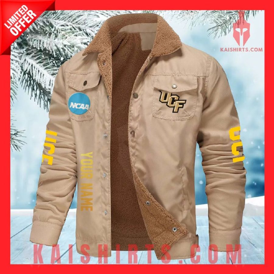 UCF Knights NCAA Fleece Leather Jacket's Product Pictures - Kaishirts.com