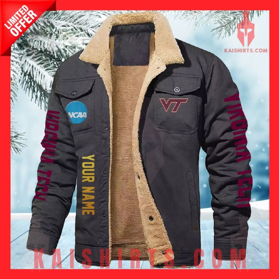 Virginia Tech Hokies NCAA Fleece Leather Jacket's Product Pictures - Kaishirts.com