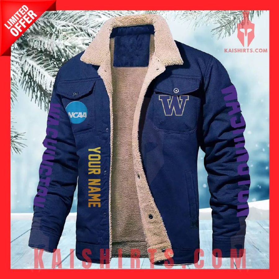 Washington Huskies NCAA Fleece Leather Jacket's Product Pictures - Kaishirts.com
