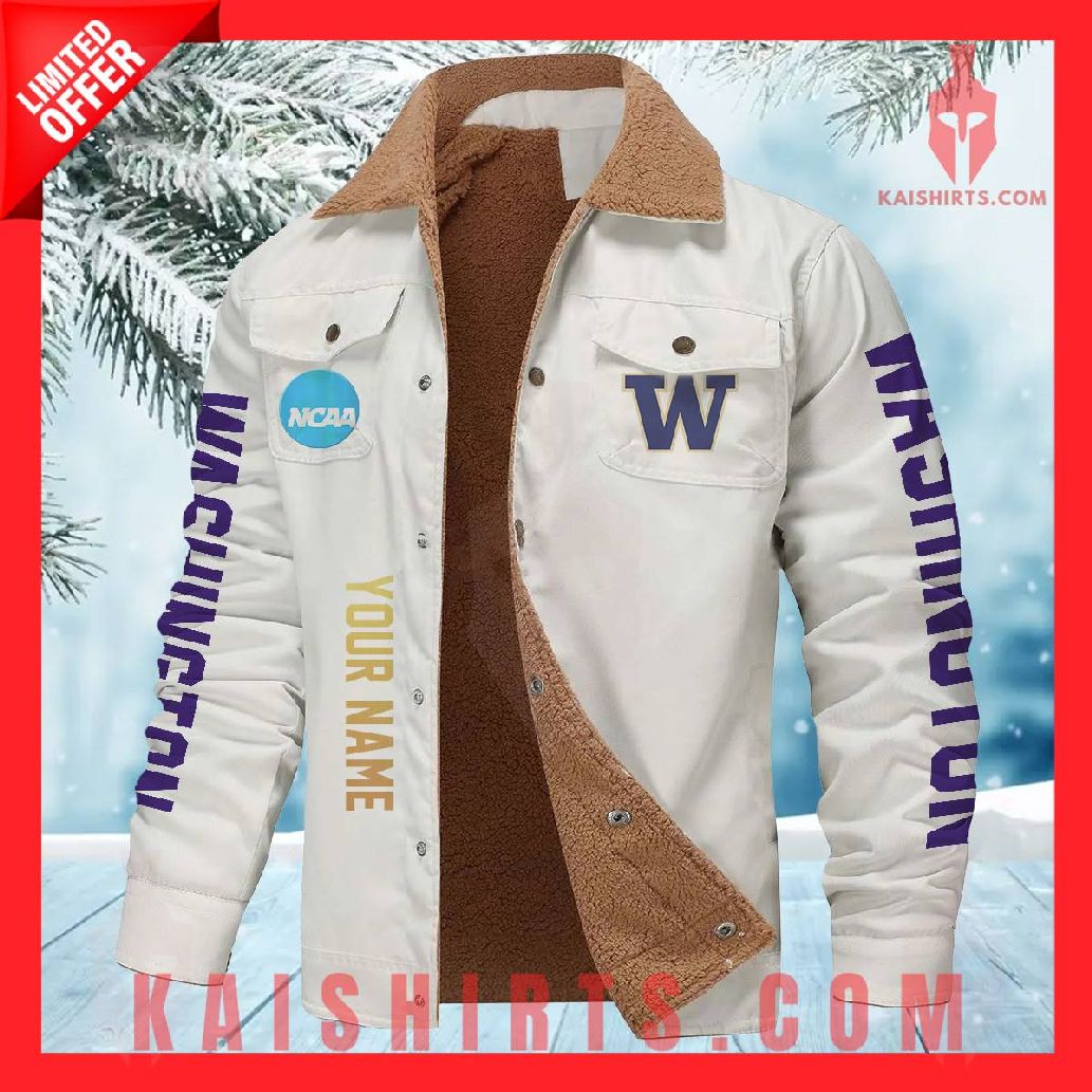 Washington Huskies NCAA Fleece Leather Jacket's Product Pictures - Kaishirts.com