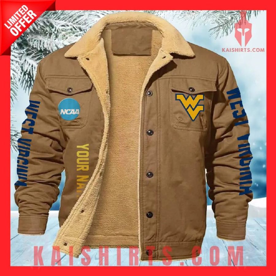 West Virginia Mountaineers NCAA Fleece Leather Jacket's Product Pictures - Kaishirts.com