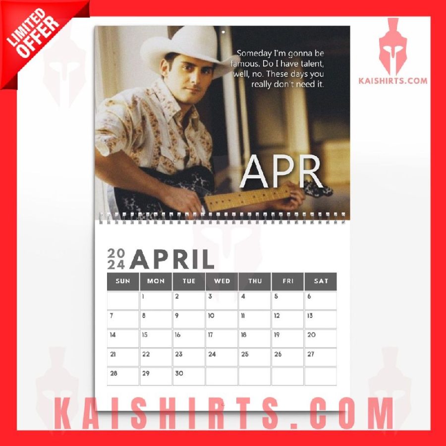 Brad Paisley 2024 Wall Hanging Calendar's Product Pictures - Kaishirts.com
