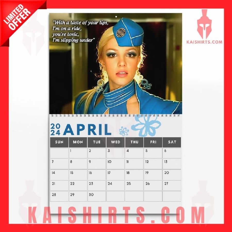 Britney Spears 2024 Wall Hanging Calendar's Product Pictures - Kaishirts.com