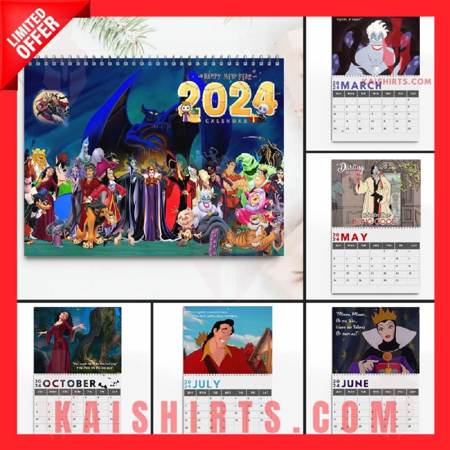 Disney Villains 2024 Wall Hanging Calendar's Product Pictures - Kaishirts.com