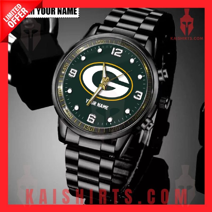Green Bay Packers Personalized Black Hand Watch's Product Pictures - Kaishirts.com