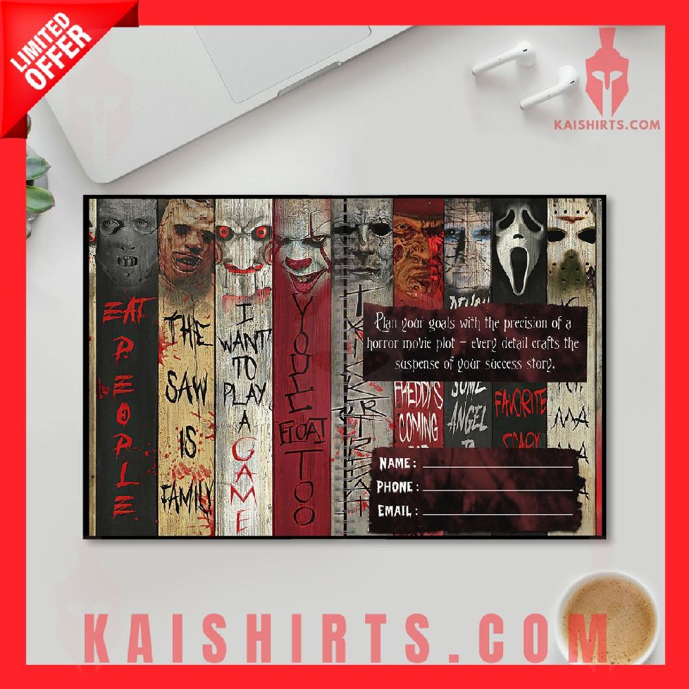 Jason Voorhees, Chucky, Pinhead, Jigg Saw, Freddy Krueger, Ghostface, Leatherface 2024 Day Planner's Product Pictures - Kaishirts.com