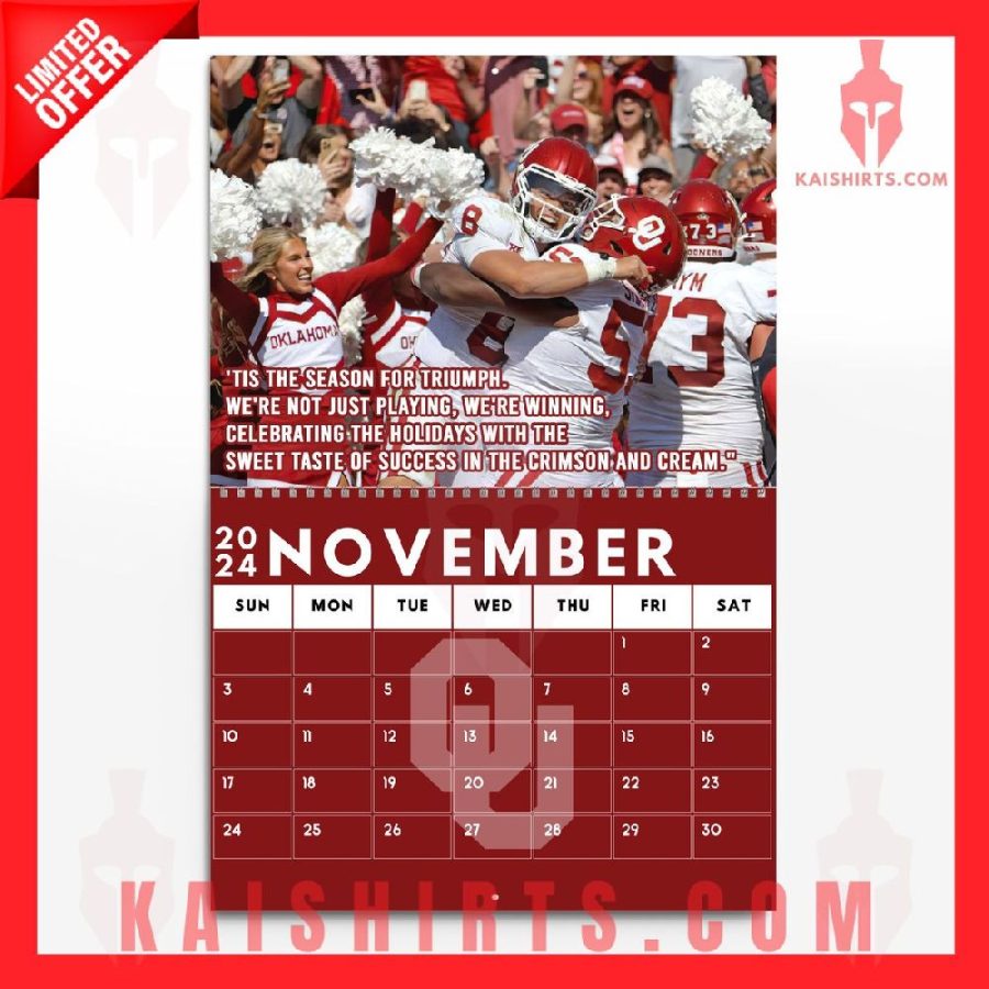 Oklahoma Sooners 2024 Wall Hanging Calendar's Product Pictures - Kaishirts.com