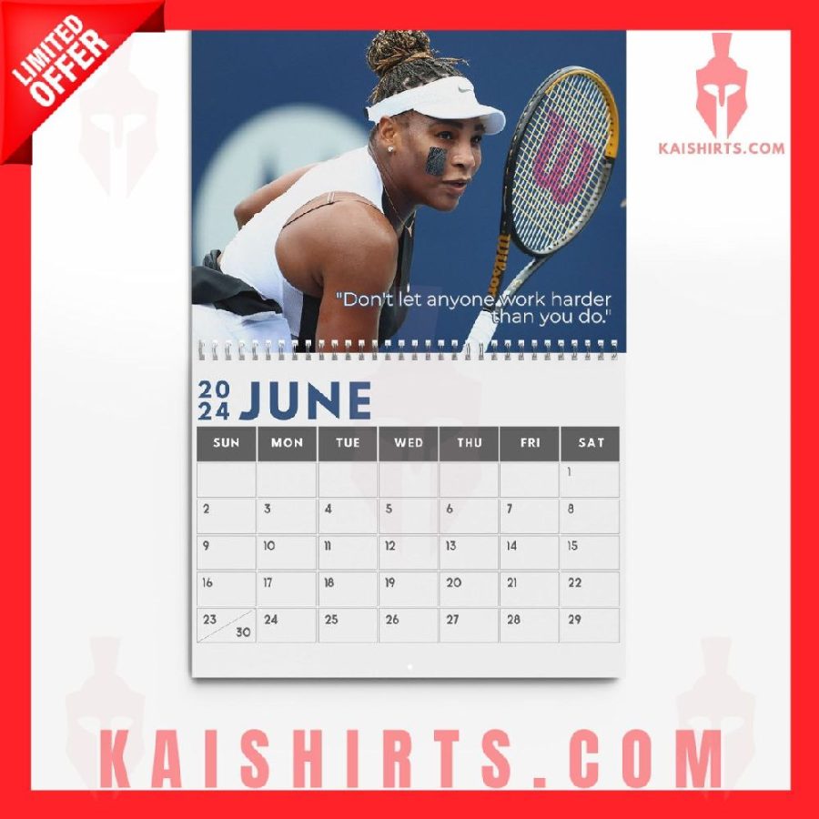 Serena Williams 2024 Wall Hanging Calendar's Product Pictures - Kaishirts.com