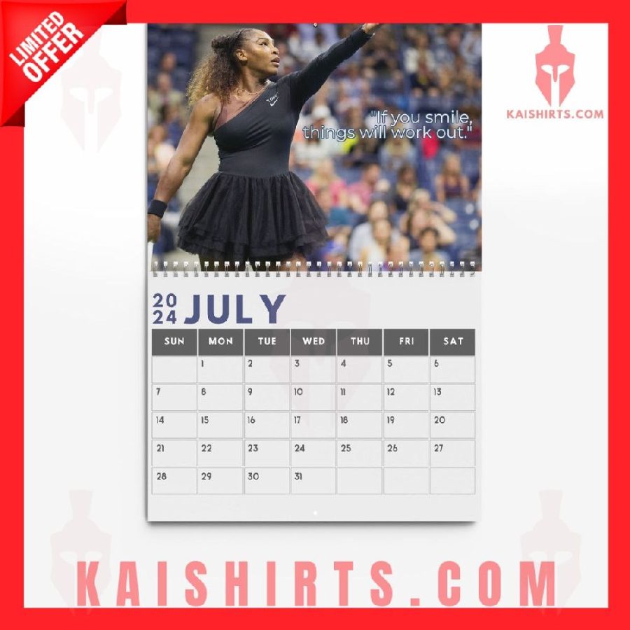 Serena Williams 2024 Wall Hanging Calendar's Product Pictures - Kaishirts.com