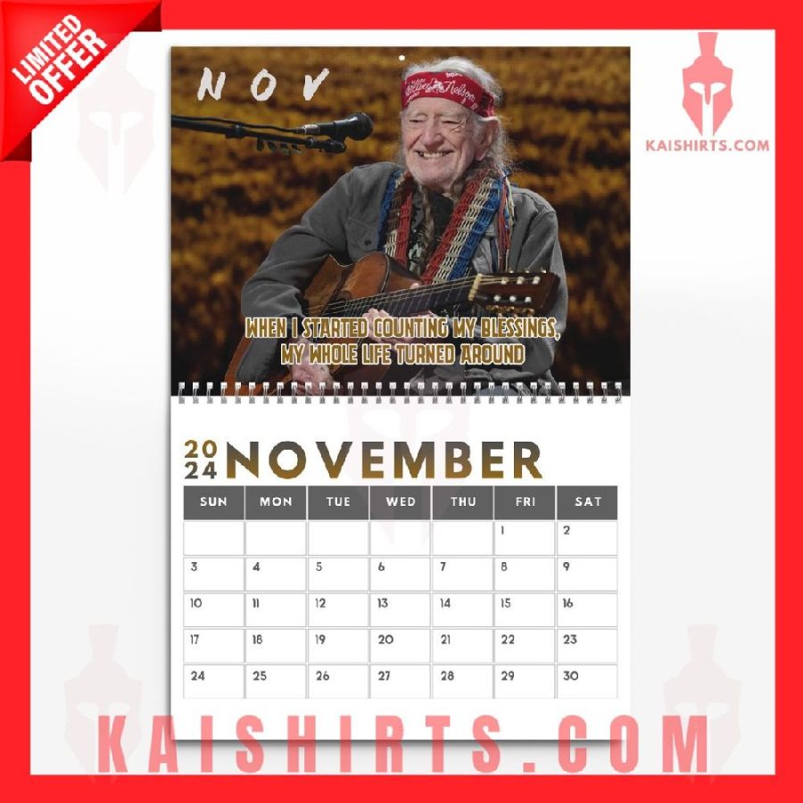 Willie Nelson 2024 Wall Hanging Calendar's Product Pictures - Kaishirts.com