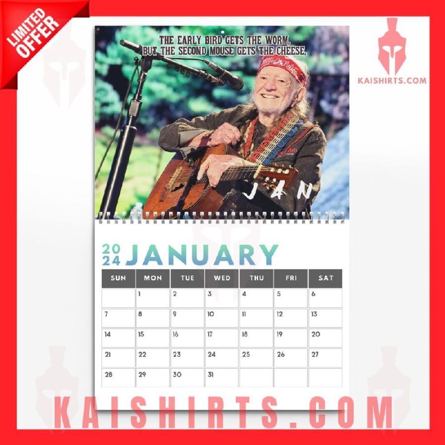 Willie Nelson 2024 Wall Hanging Calendar's Product Pictures - Kaishirts.com